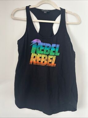Rock & Republic Black Tank with Red & White Stripes Accent